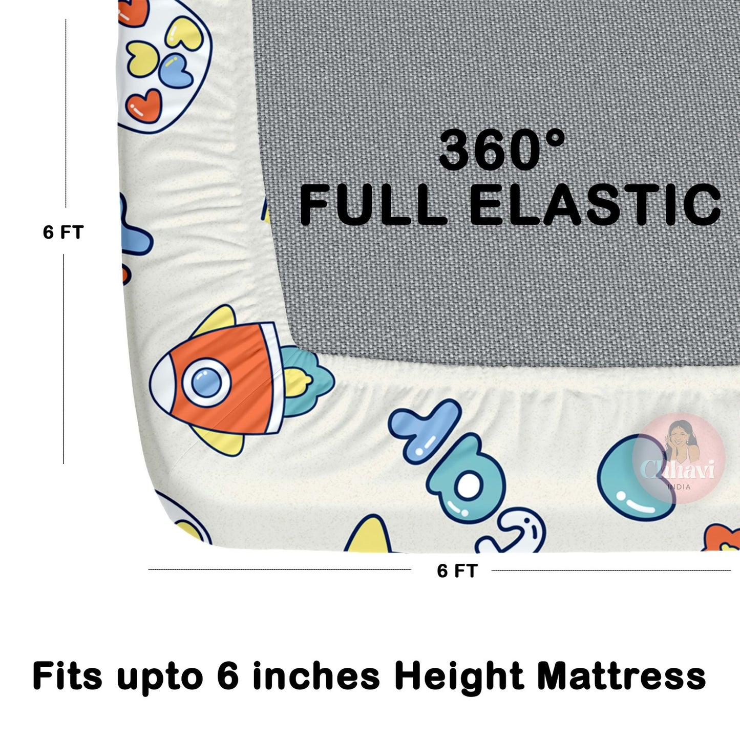 CHHAVI INDIA 210 TC Microfiber Waterproof Printed Fitted (Elastic) Bedsheet