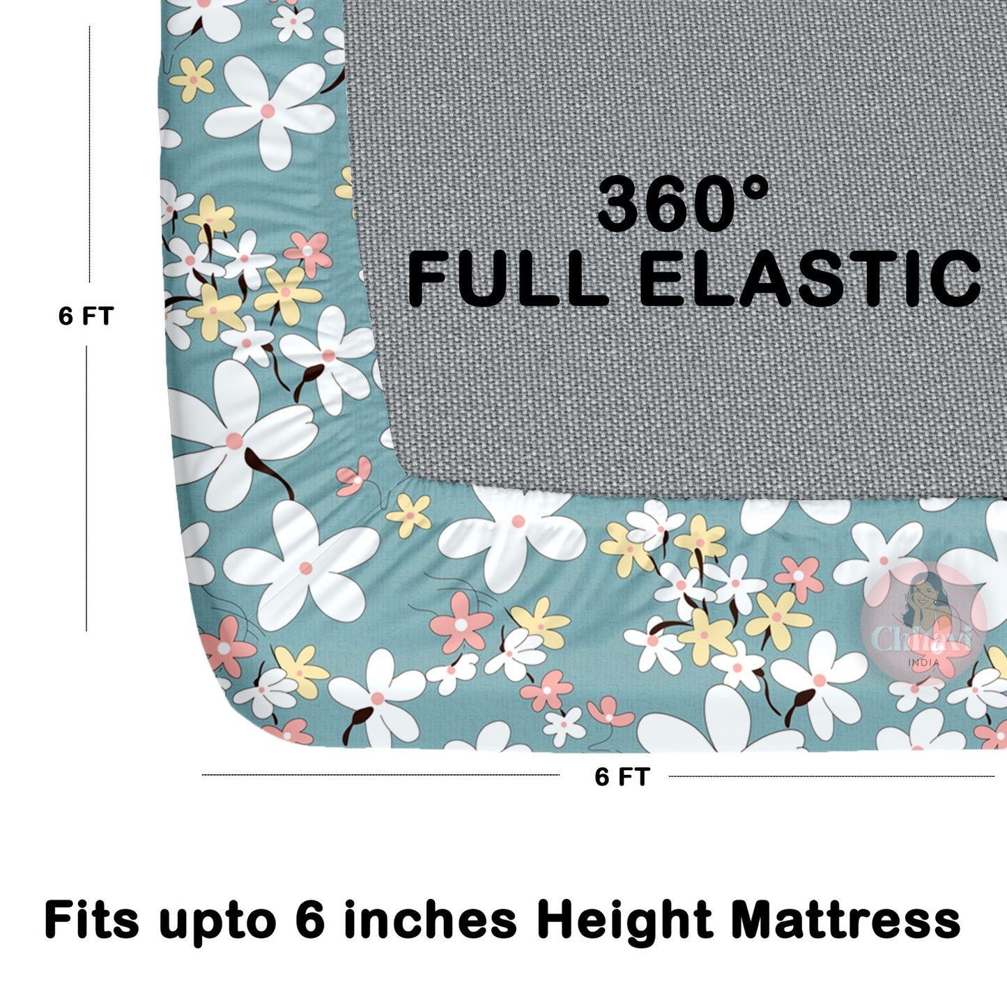 CHHAVI INDIA 210 TC Microfiber Waterproof Printed Fitted (Elastic) Bedsheet