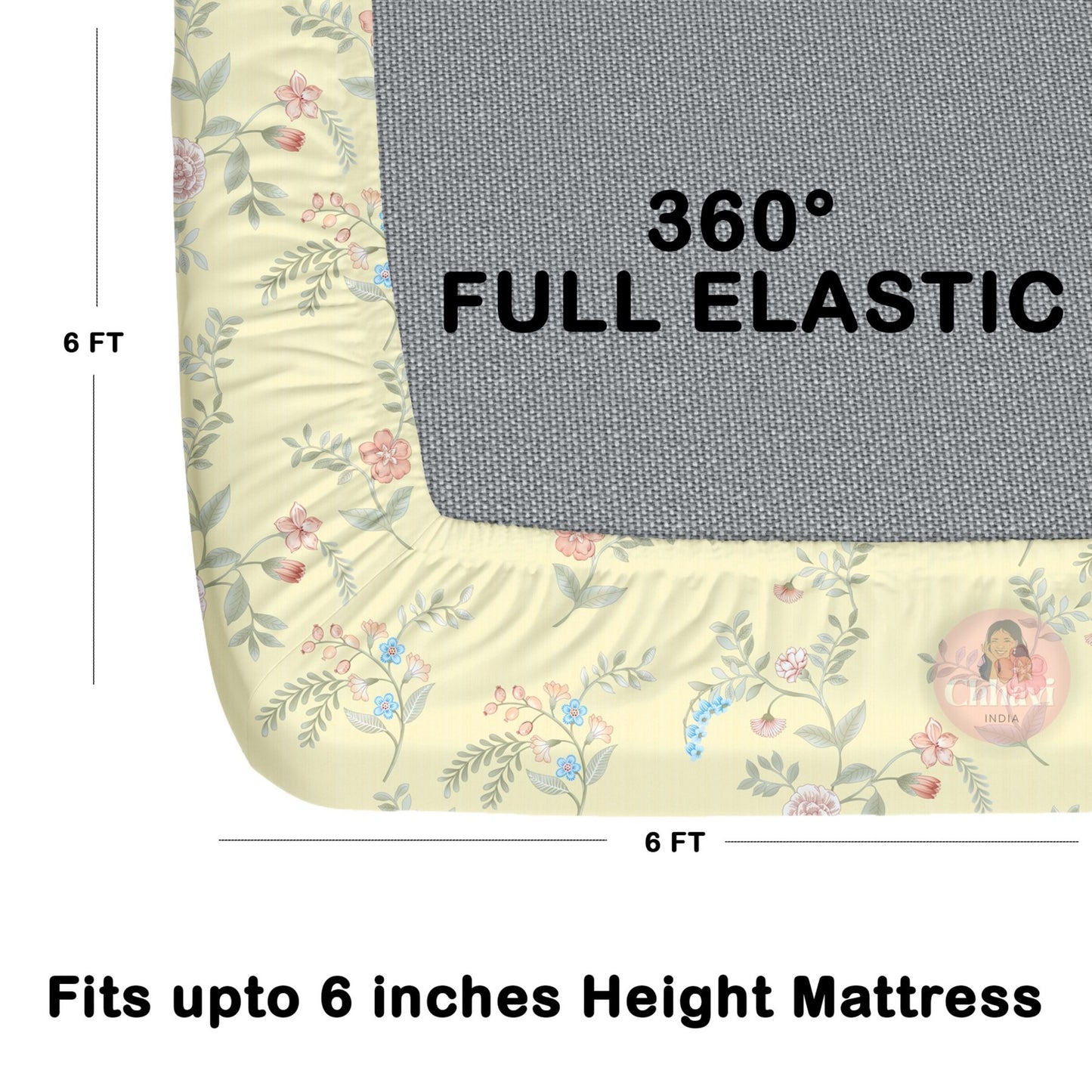 CHHAVI INDIA 210 TC Microfiber Waterproof Printed Fitted (Elastic) Bedsheet