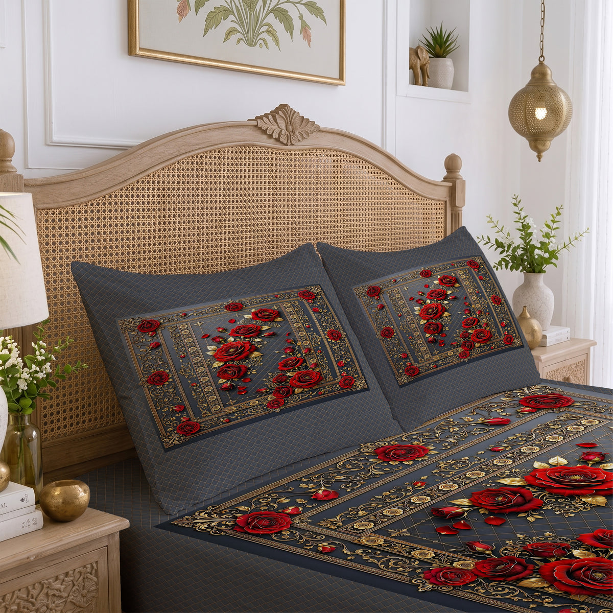CHHAVI INDIA 210 TC Microfiber Printed King Size Bedsheet With 2 Pillow Covers