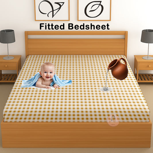 CHHAVI INDIA 210 TC Microfiber Waterproof Printed Fitted (Elastic) Bedsheet