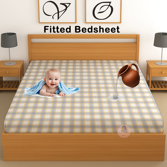 CHHAVI INDIA 210 TC Microfiber Waterproof Printed Fitted (Elastic) Bedsheet