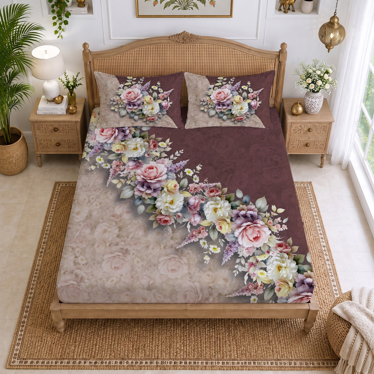 CHHAVI INDIA 210 TC Microfiber Printed King Size Bedsheet With 2 Pillow Covers