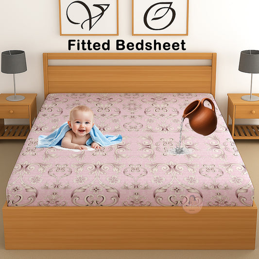 CHHAVI INDIA 210 TC Microfiber Waterproof Printed Fitted (Elastic) Bedsheet