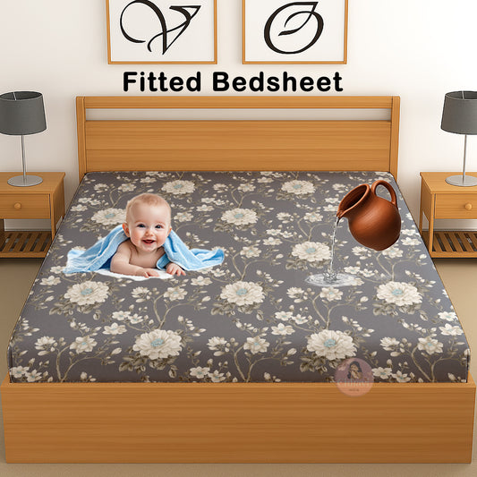 CHHAVI INDIA 210 TC Microfiber Waterproof Printed Fitted (Elastic) Bedsheet