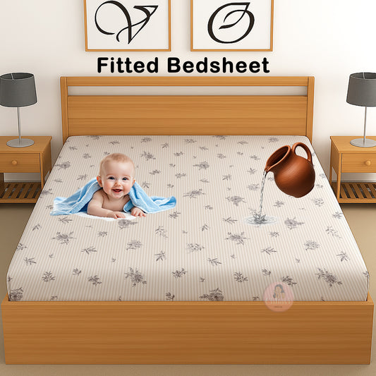 CHHAVI INDIA 210 TC Microfiber Waterproof Printed Fitted (Elastic) Bedsheet