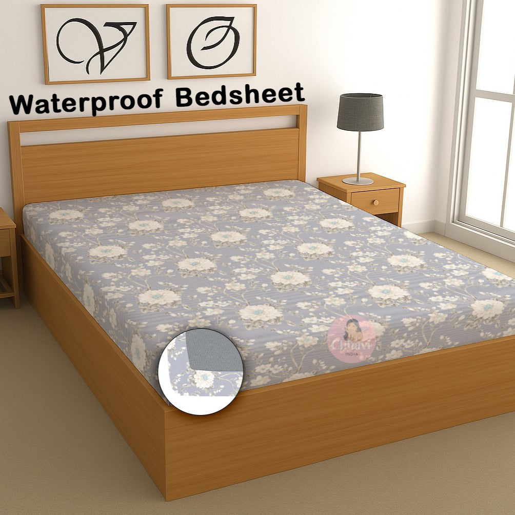 CHHAVI INDIA 210 TC Microfiber Waterproof Printed Fitted (Elastic) Bedsheet