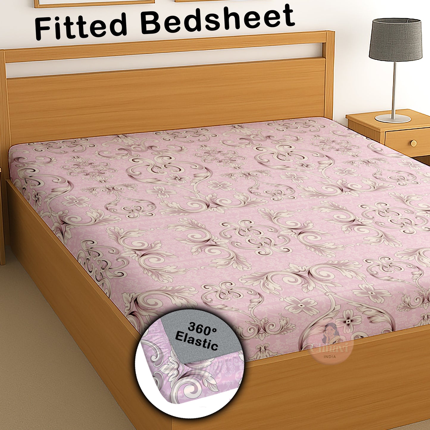 CHHAVI INDIA 210 TC Microfiber Waterproof Printed Fitted (Elastic) Bedsheet