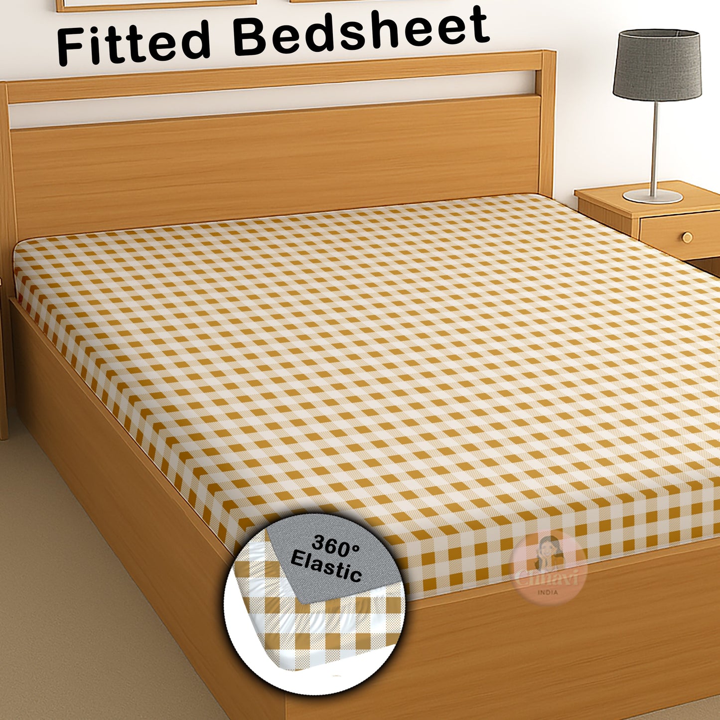 CHHAVI INDIA 210 TC Microfiber Waterproof Printed Fitted (Elastic) Bedsheet