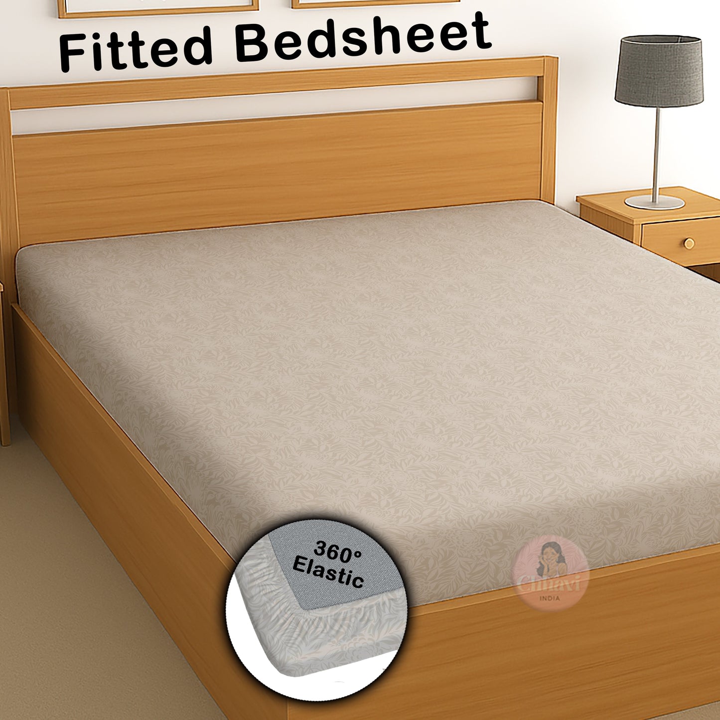 CHHAVI INDIA 210 TC Microfiber Waterproof Printed Fitted (Elastic) Bedsheet