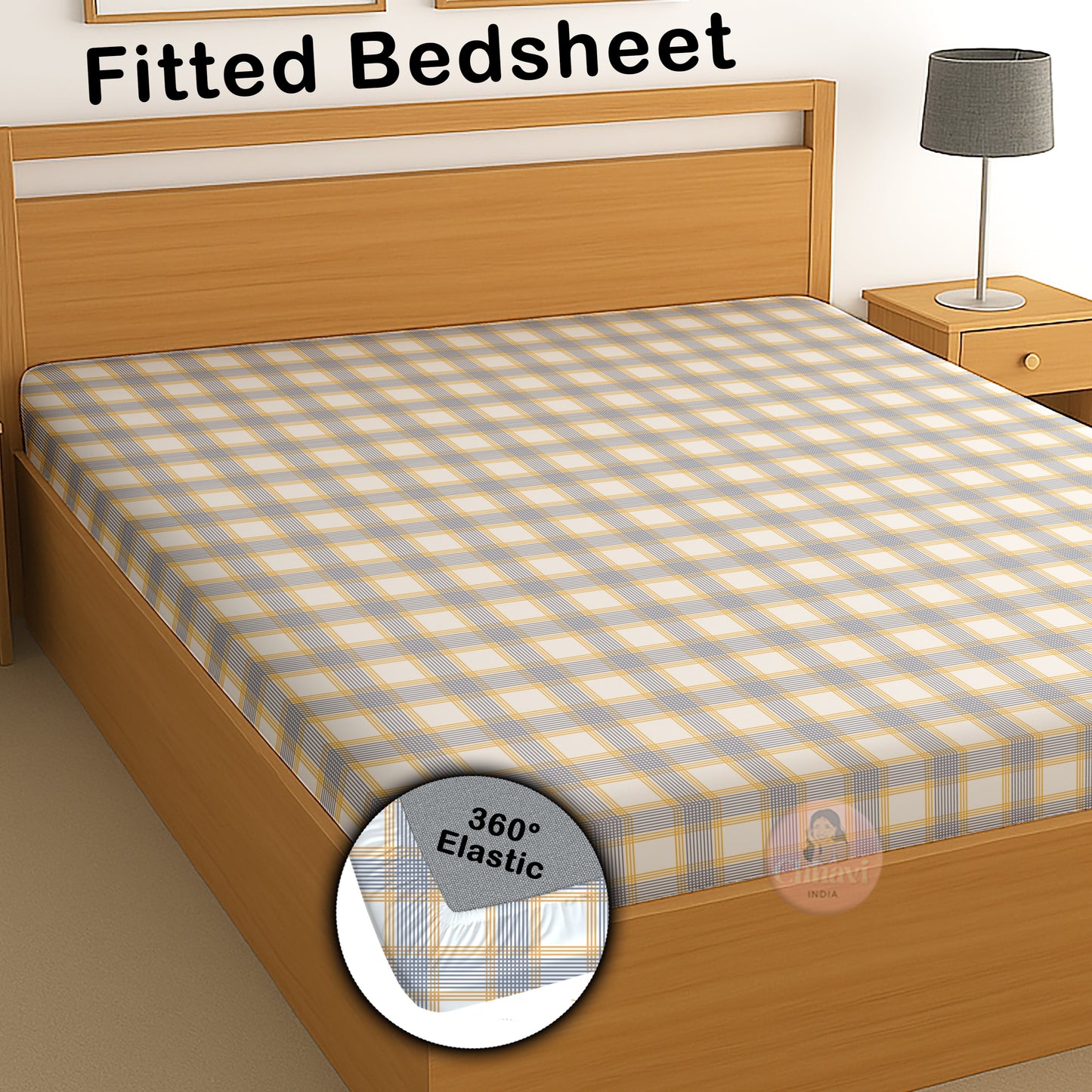 CHHAVI INDIA 210 TC Microfiber Waterproof Printed Fitted (Elastic) Bedsheet