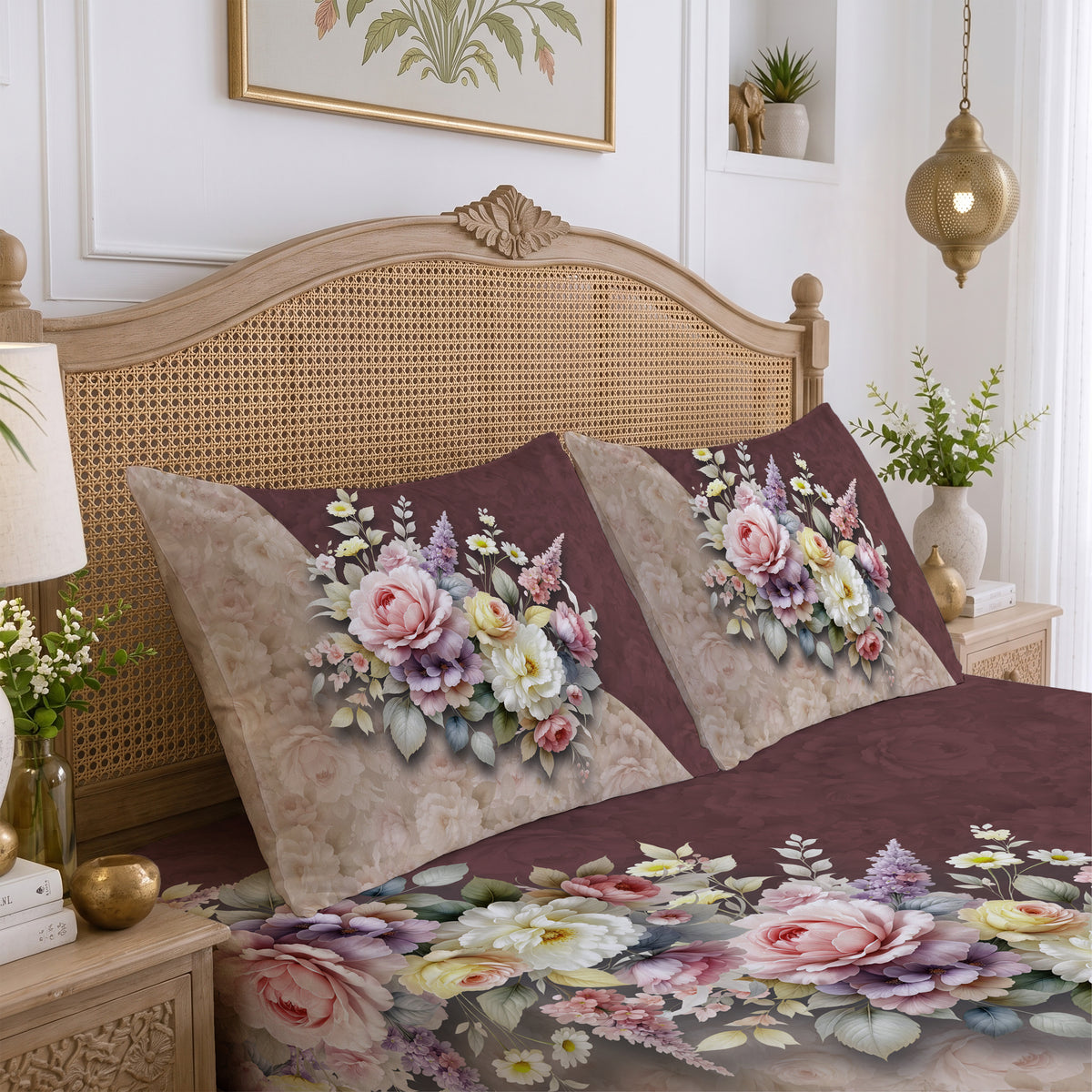 CHHAVI INDIA 210 TC Microfiber Printed King Size Bedsheet With 2 Pillow Covers