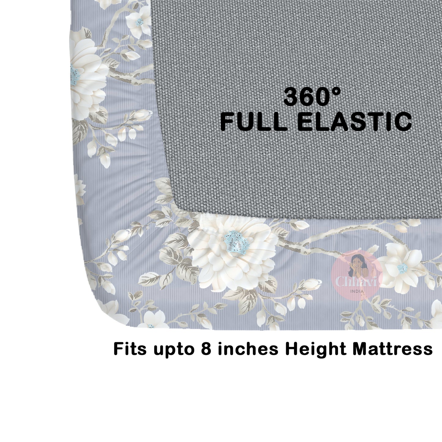 CHHAVI INDIA 210 TC Microfiber Waterproof Printed Fitted (Elastic) Bedsheet