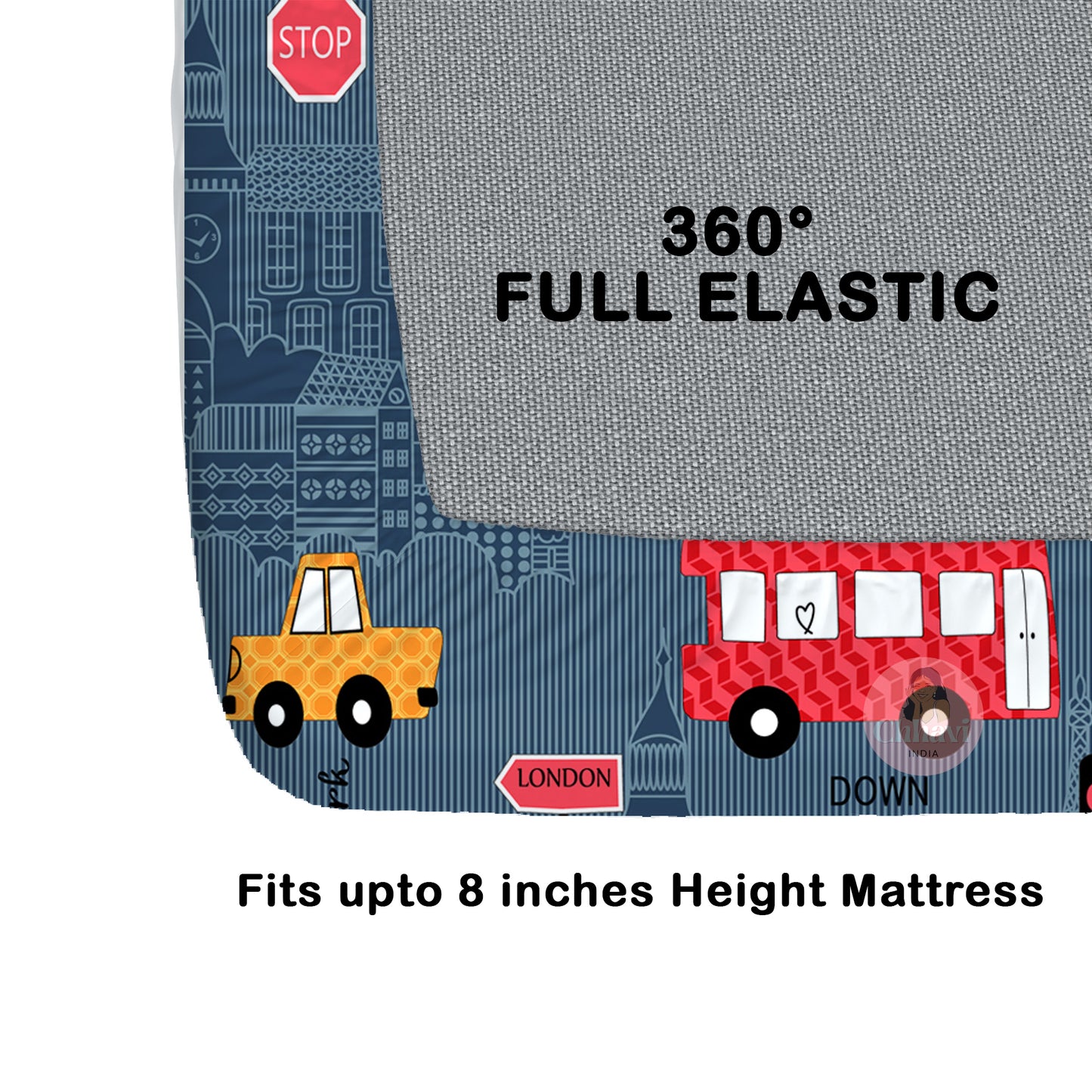 CHHAVI INDIA 210 TC Microfiber Waterproof Printed Fitted (Elastic) Bedsheet