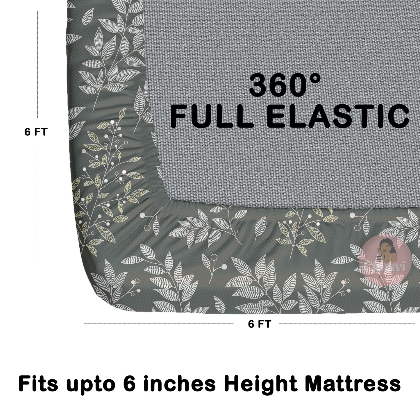 CHHAVI INDIA 210 TC Microfiber Waterproof Printed Fitted (Elastic) Bedsheet