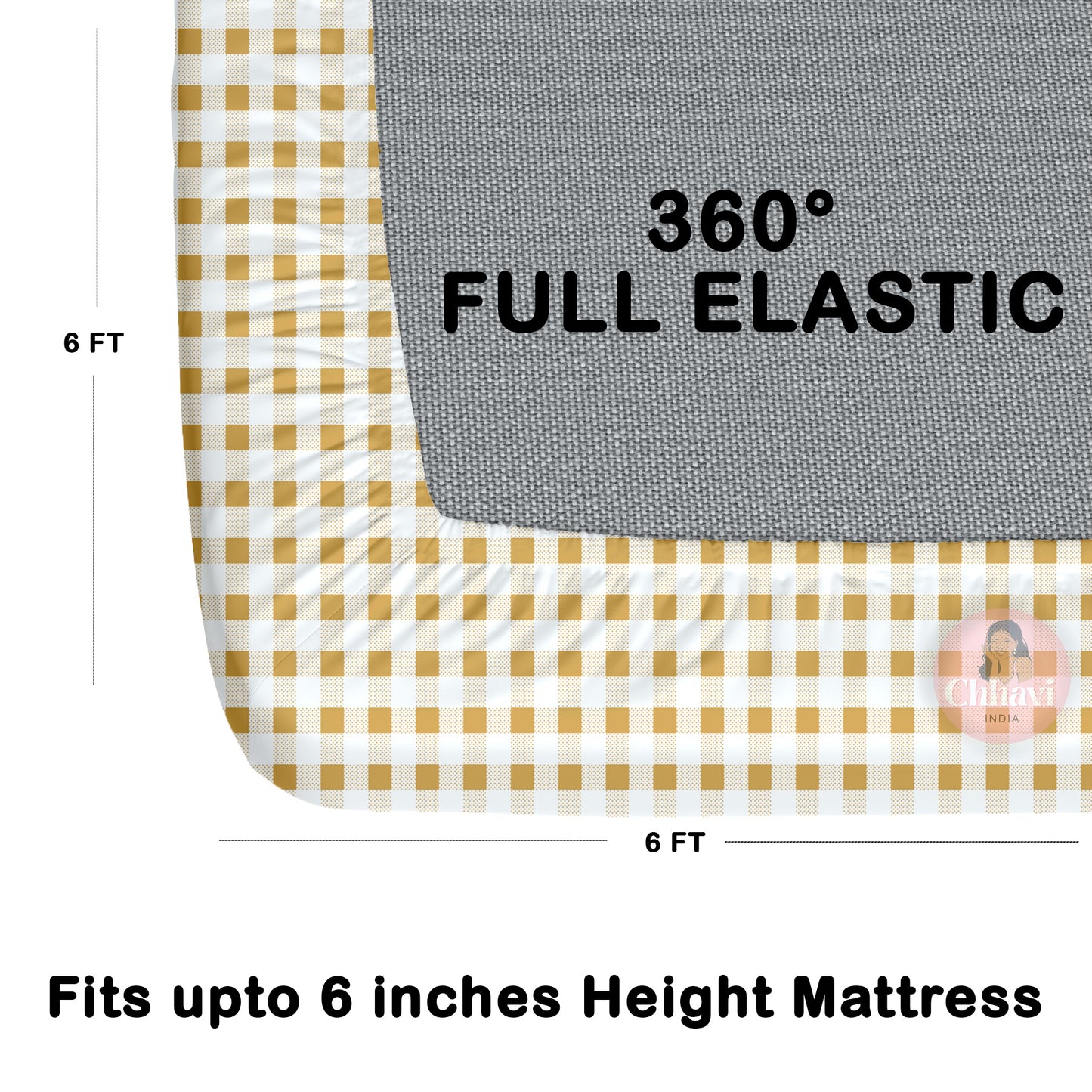CHHAVI INDIA 210 TC Microfiber Waterproof Printed Fitted (Elastic) Bedsheet