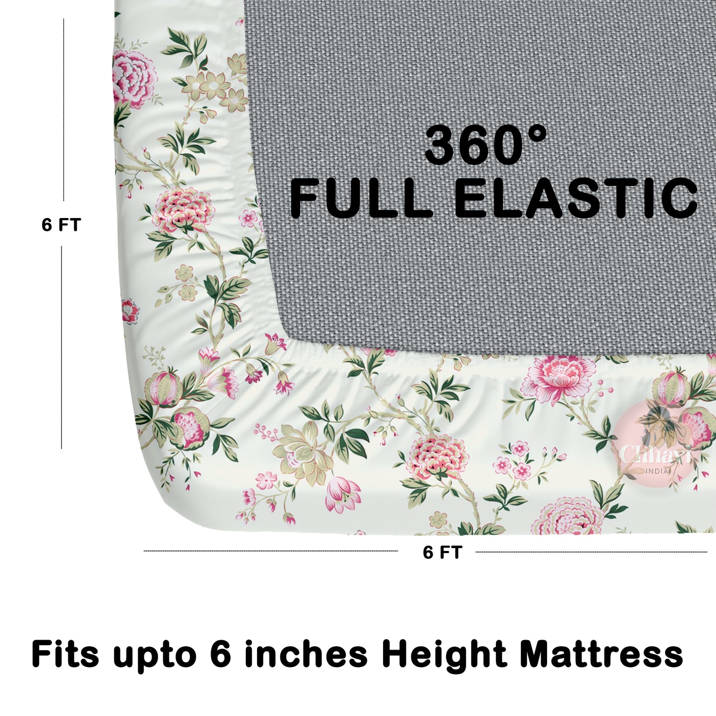 CHHAVI INDIA 210 TC Microfiber Waterproof Printed Fitted (Elastic) Bedsheet