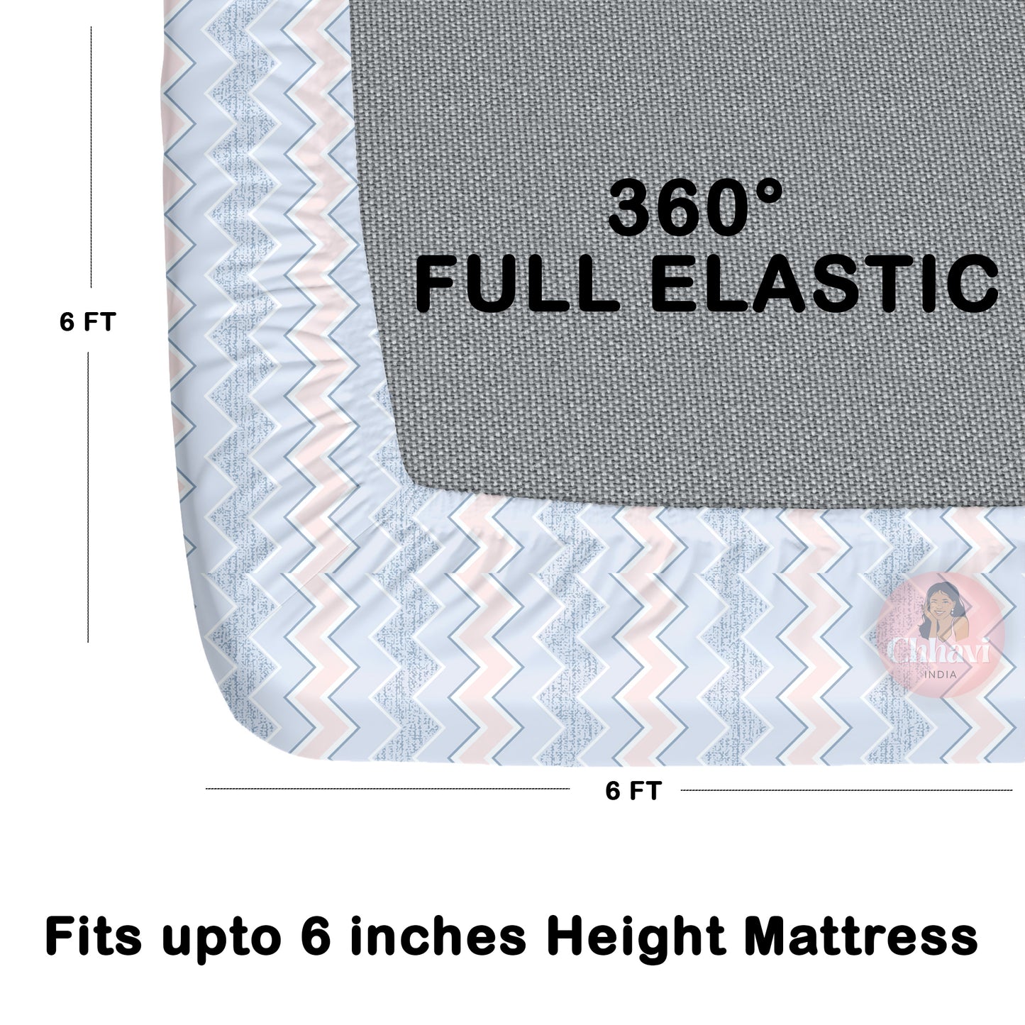 CHHAVI INDIA 210 TC Microfiber Waterproof Printed Fitted (Elastic) Bedsheet