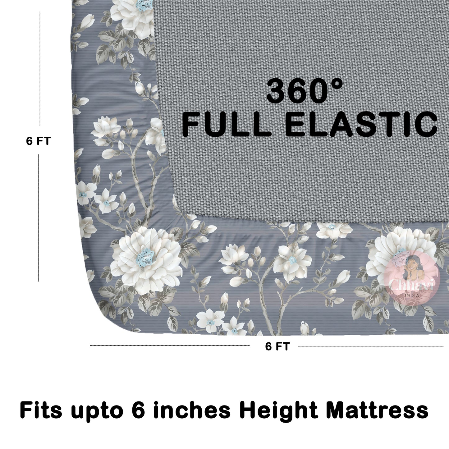 CHHAVI INDIA 210 TC Microfiber Waterproof Printed Fitted (Elastic) Bedsheet