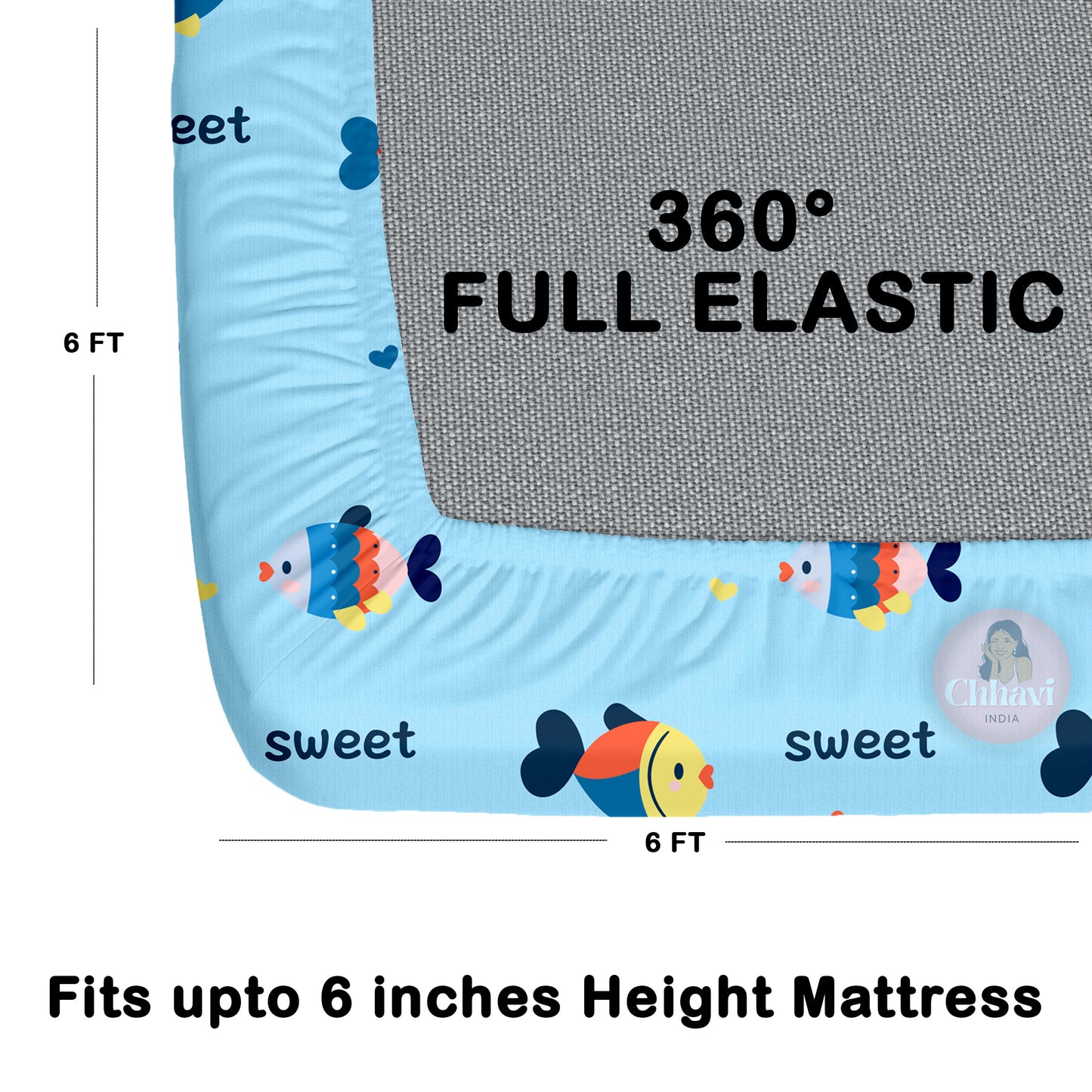 CHHAVI INDIA 210 TC Microfiber Waterproof Printed Fitted (Elastic) Bedsheet