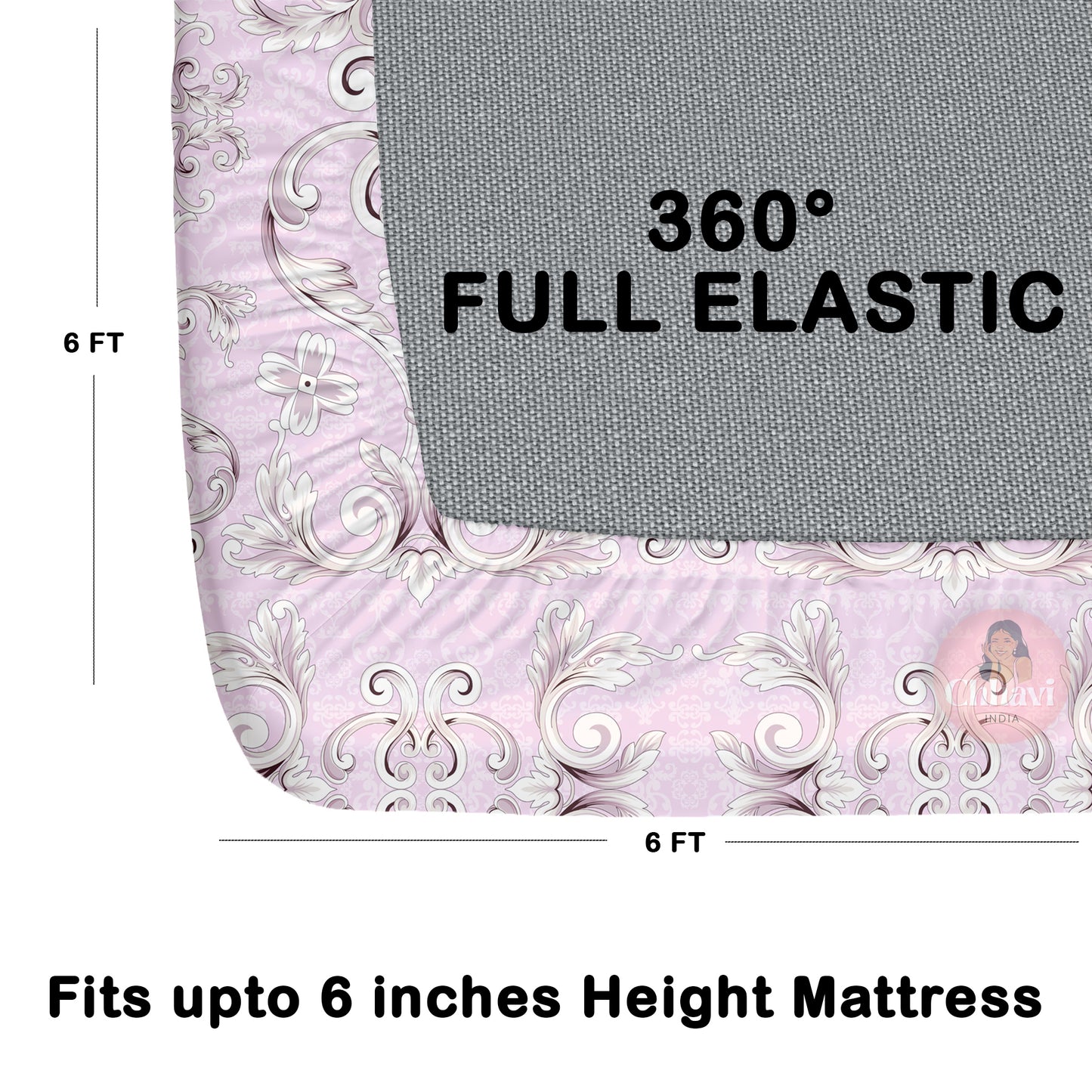 CHHAVI INDIA 210 TC Microfiber Waterproof Printed Fitted (Elastic) Bedsheet