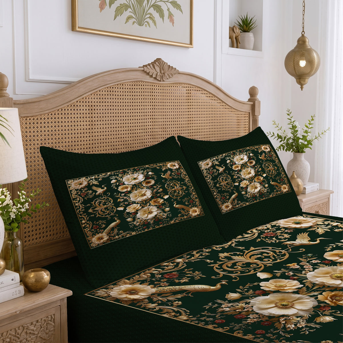 CHHAVI INDIA 210 TC Microfiber Printed King Size Bedsheet With 2 Pillow Covers