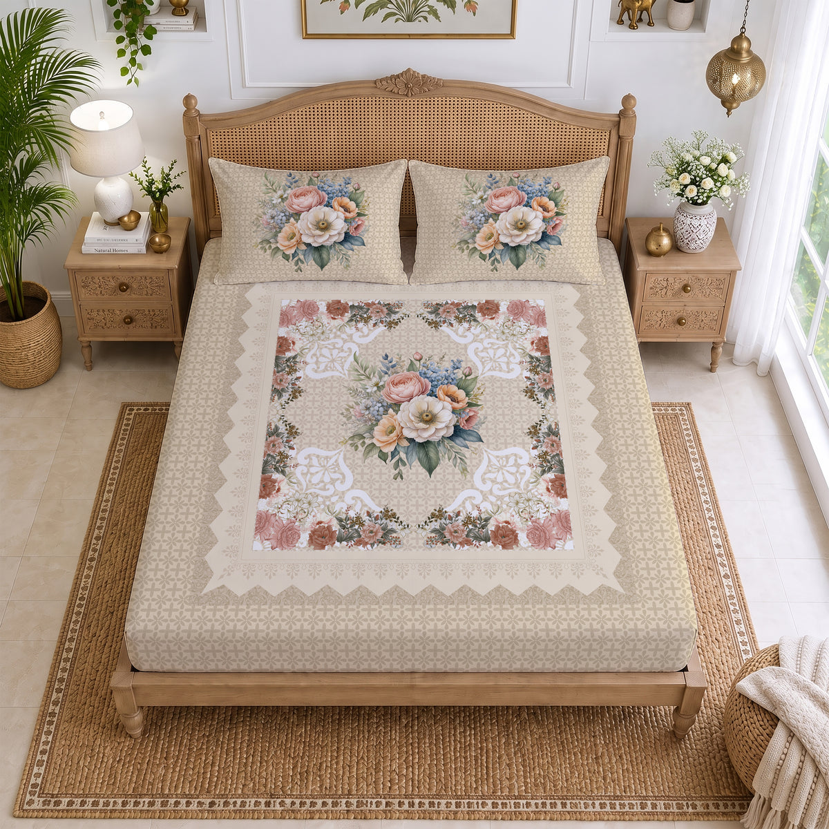 CHHAVI INDIA 210 TC Microfiber Printed King Size Bedsheet With 2 Pillow Covers