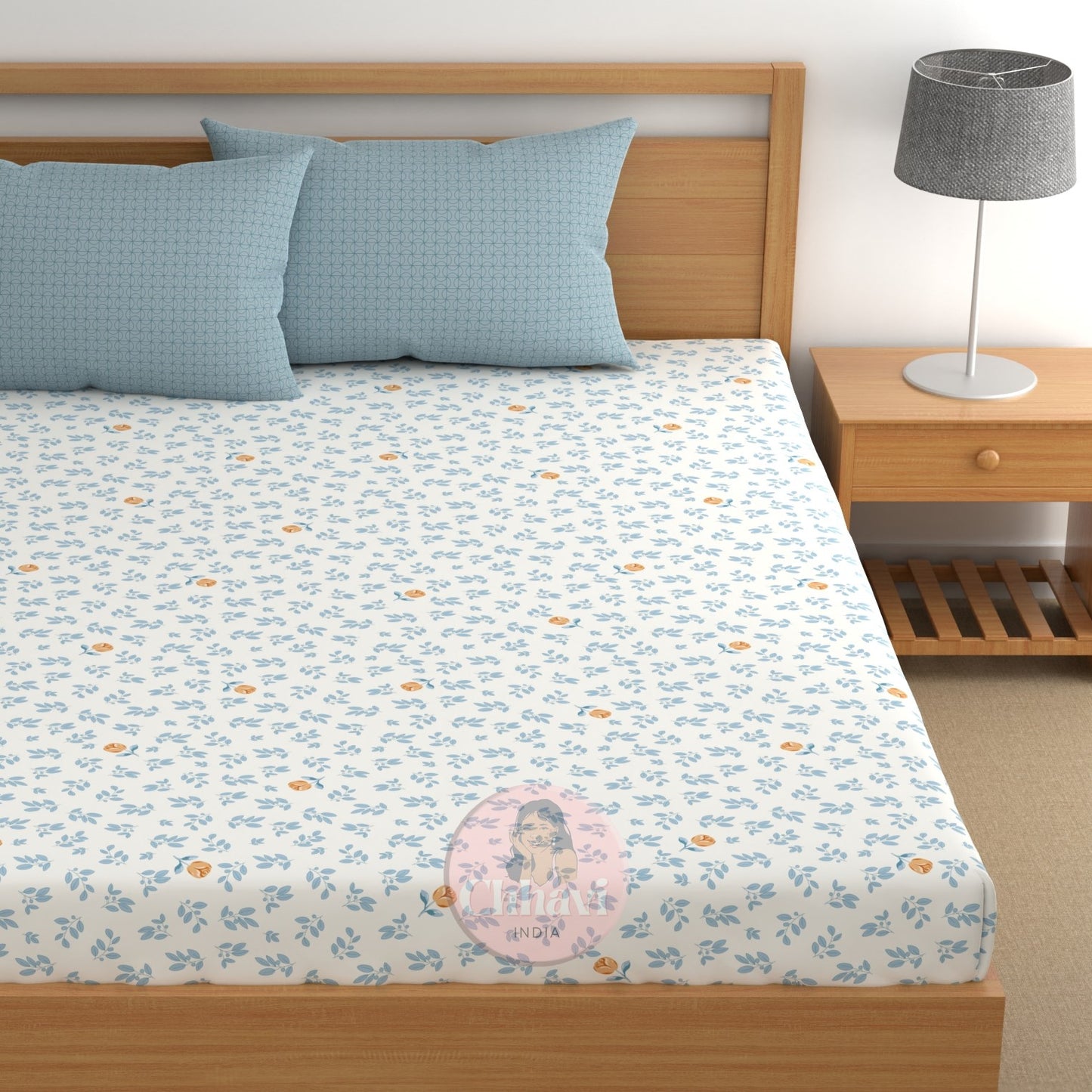 CHHAVI INDIA 210 TC Microfiber Printed Double Bedsheet With Pillow Covers