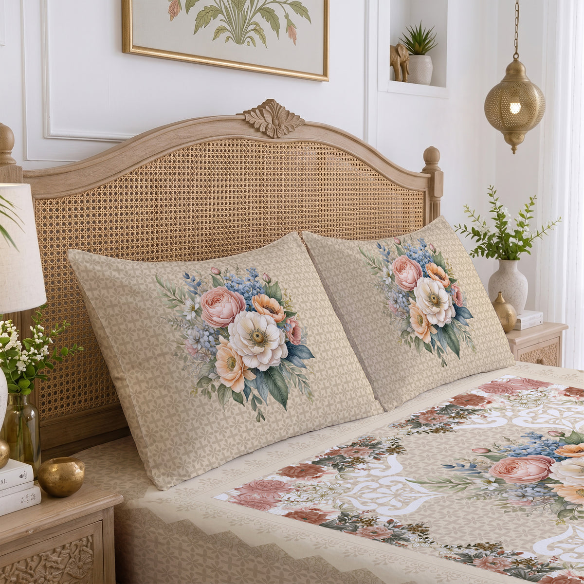 CHHAVI INDIA 210 TC Microfiber Printed King Size Bedsheet With 2 Pillow Covers