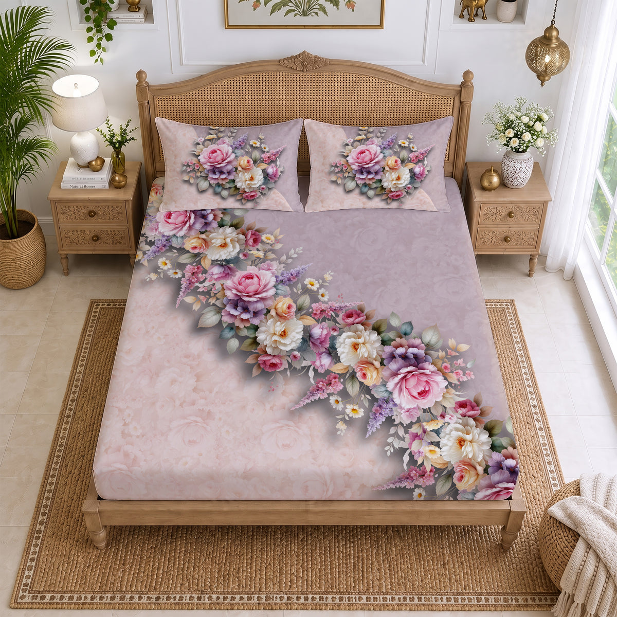 CHHAVI INDIA 210 TC Microfiber Printed King Size Bedsheet With 2 Pillow Covers