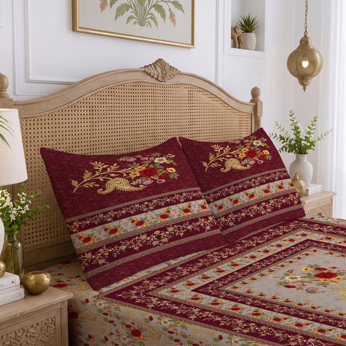 CHHAVI INDIA 210 TC Microfiber Printed King Size Bedsheet With 2 Pillow Covers