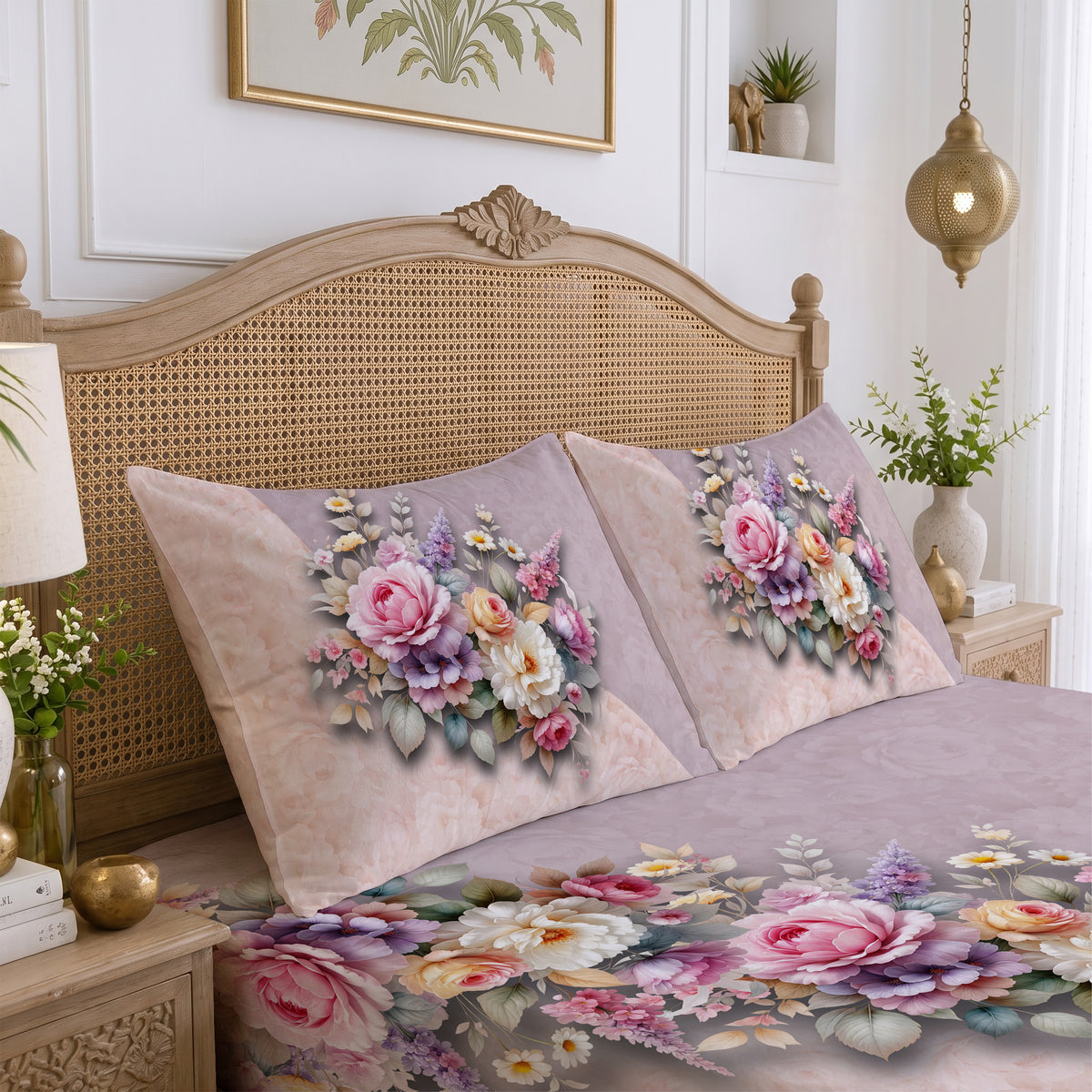 CHHAVI INDIA 210 TC Microfiber Printed King Size Bedsheet With 2 Pillow Covers