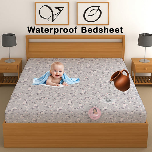 CHHAVI INDIA 210 TC Microfiber Waterproof Printed Fitted (Elastic) Bedsheet