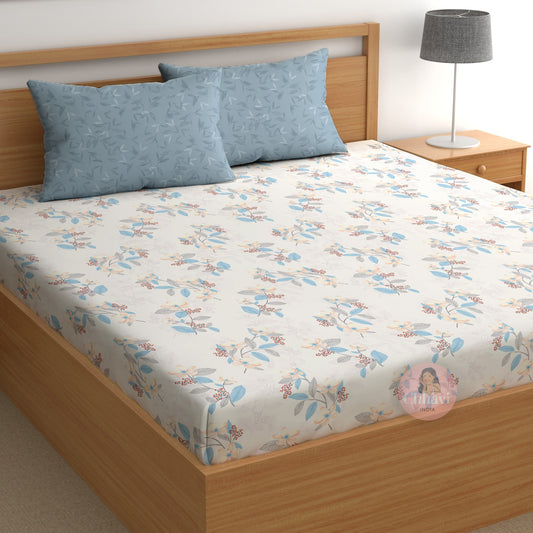 CHHAVI INDIA 210 TC Microfiber Printed King Size Bedsheet With 2 Pillow Covers