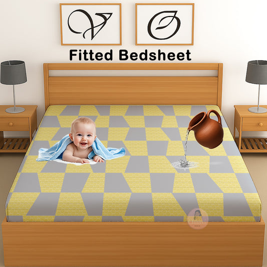 CHHAVI INDIA 210 TC Microfiber Waterproof Printed Fitted (Elastic) Bedsheet