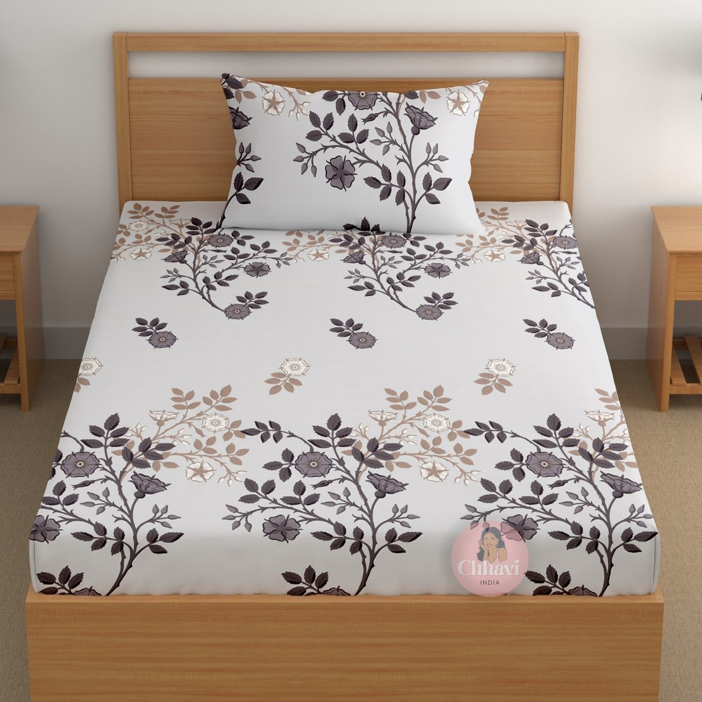 CHHAVI INDIA 180 TC Microfiber Printed Single Bedsheet With 1 Pillow Cover