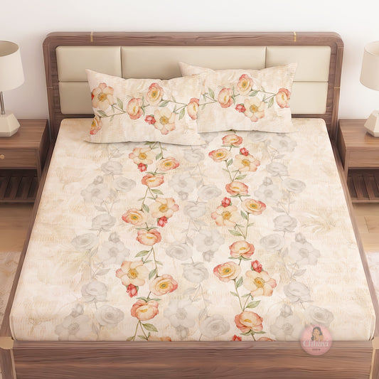 CHHAVI INDIA 210 TC Microfiber Printed King Size Bedsheet With Pillow Covers