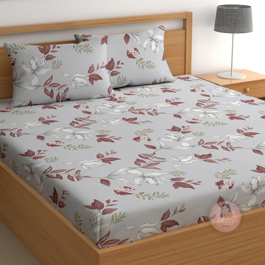 CHHAVI INDIA 210 TC Microfiber Printed Double Bedsheet With 2 Pillow Covers