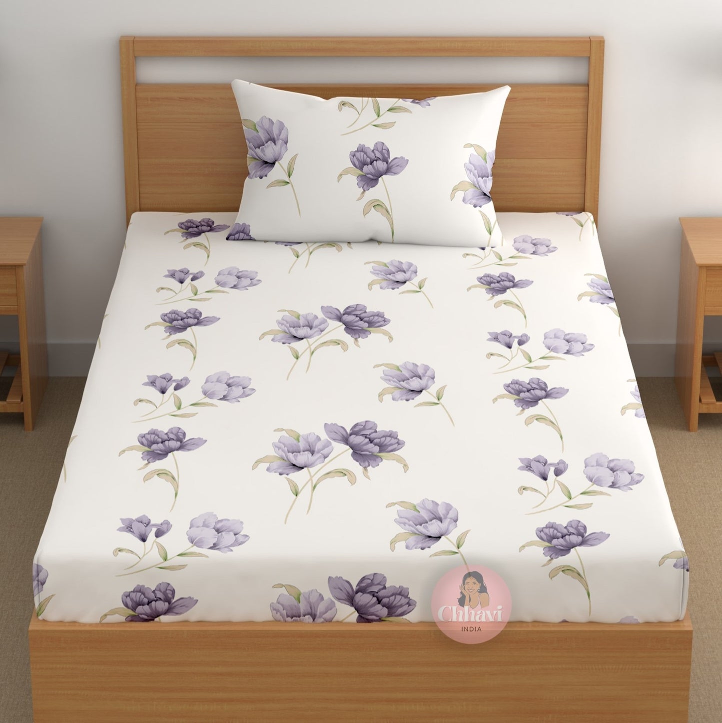 CHHAVI INDIA 180 TC Microfiber Printed Single Bedsheet With 1 Pillow Cover