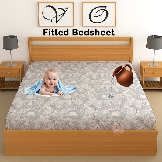 CHHAVI INDIA 210 TC Microfiber Waterproof Printed Fitted (Elastic) Bedsheet