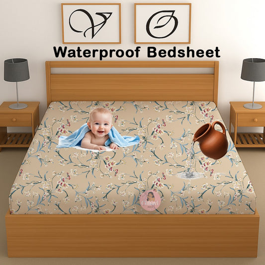 CHHAVI INDIA 210 TC Microfiber Waterproof Printed Fitted (Elastic) Bedsheet