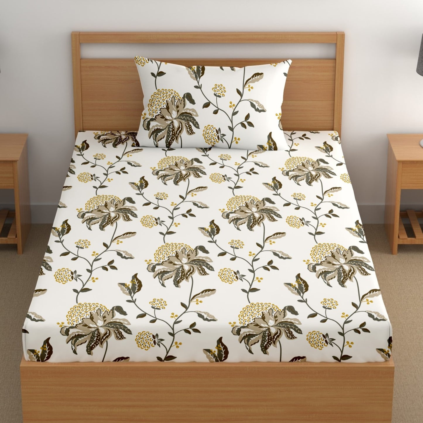 CHHAVI INDIA 180 TC Microfiber Printed Single Bedsheet With 1 Pillow Cover