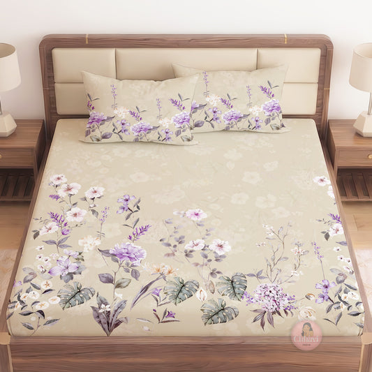 CHHAVI INDIA 210 TC Microfiber Printed King Size Bedsheet With Pillow Covers