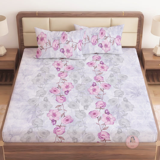 CHHAVI INDIA 210 TC Microfiber Printed King Size Bedsheet With Pillow Covers