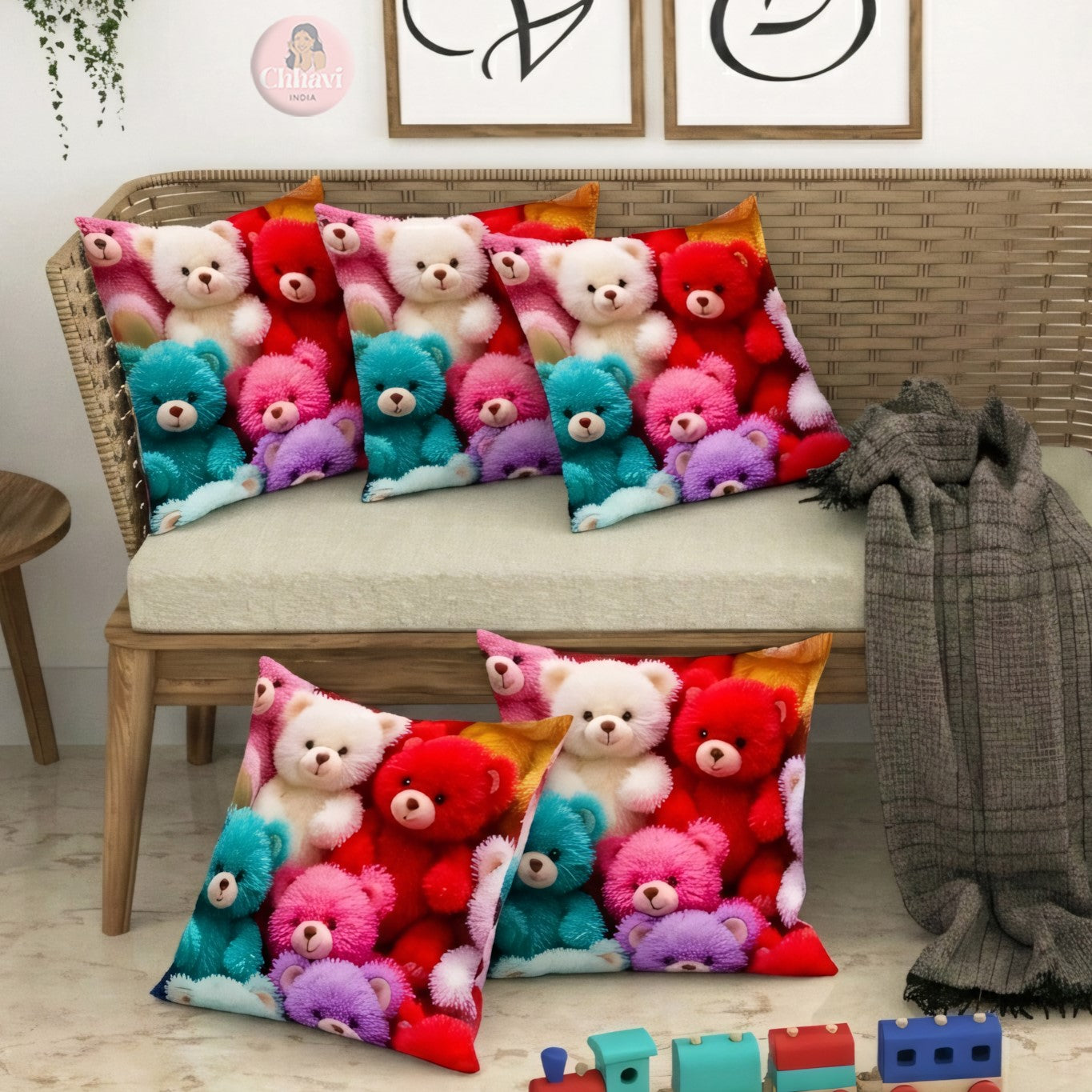 CHHAVI INDIA Microfiber Cushions Cover Pack of 5