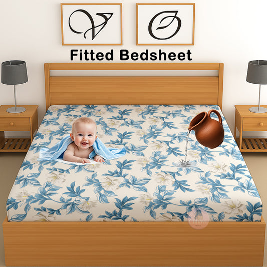 CHHAVI INDIA 210 TC Microfiber Waterproof Printed Fitted (Elastic) Bedsheet