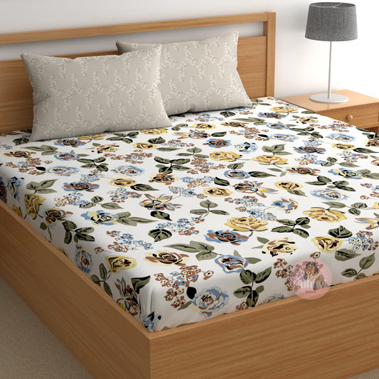 CHHAVI INDIA 210 TC Microfiber Printed King Size Bedsheet With 2 Pillow Covers