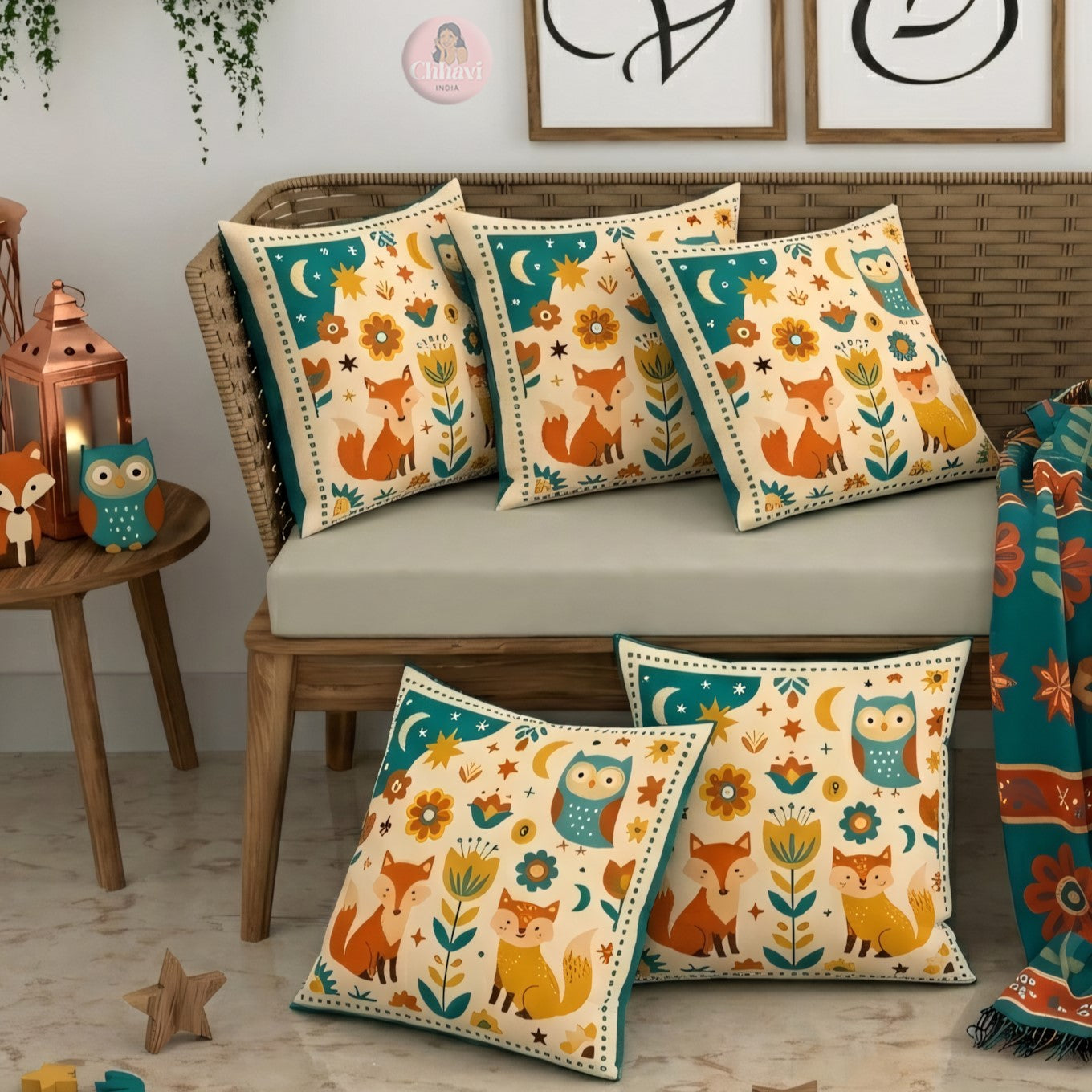 CHHAVI INDIA Microfiber Cushions Cover Pack of 5
