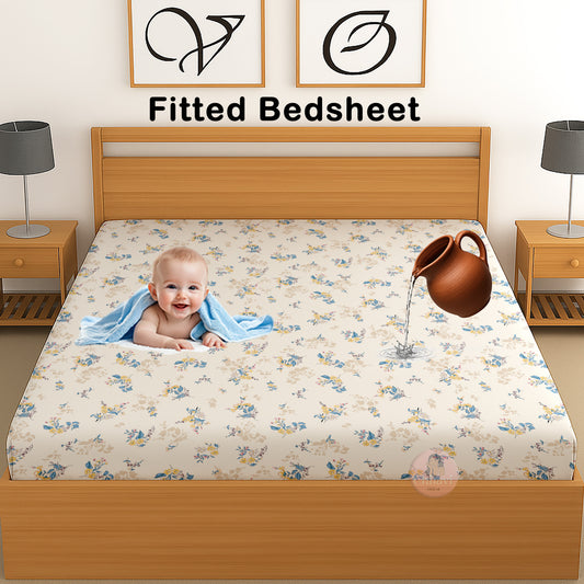 CHHAVI INDIA 210 TC Microfiber Waterproof Printed Fitted (Elastic) Bedsheet