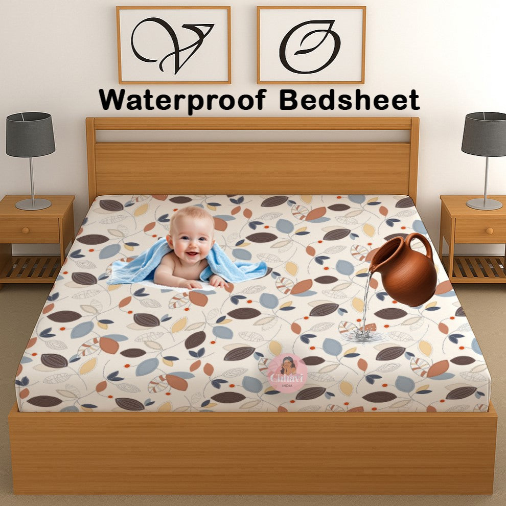 CHHAVI INDIA 210 TC Microfiber Waterproof Printed Fitted (Elastic) Bedsheet